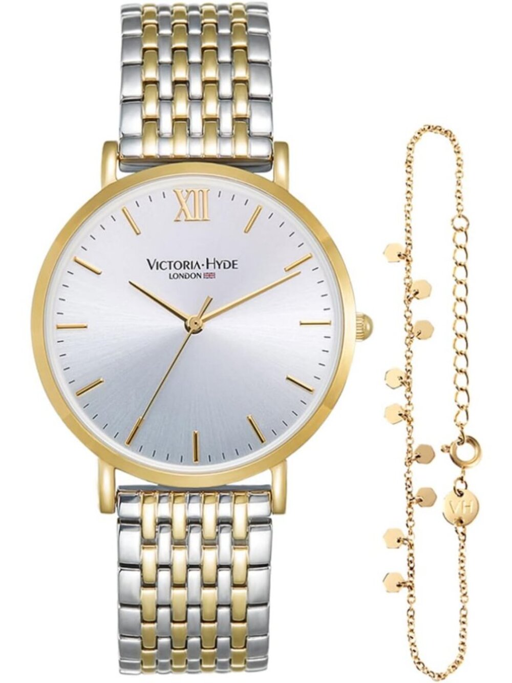 Stylish Two-Tone Women's Bracelet Watch - Gold & Silver, Perfect for Large